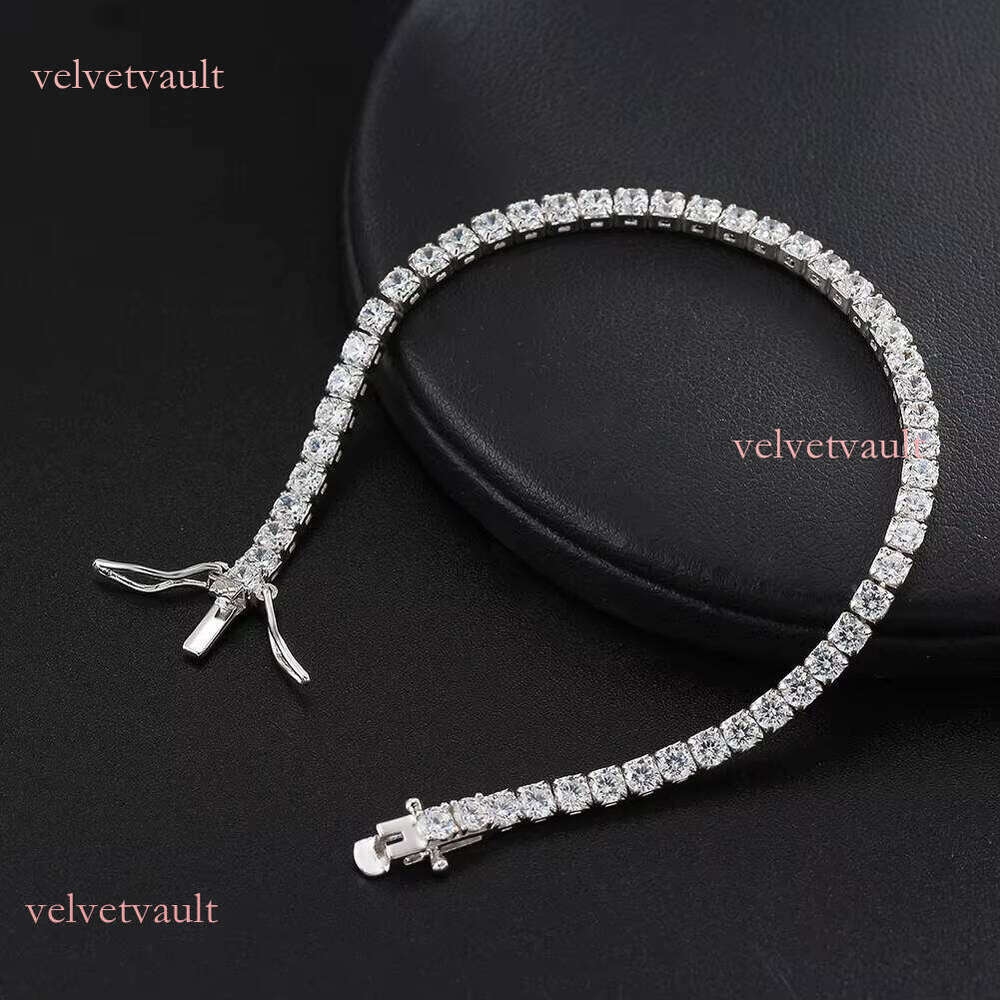 RINNTIN SB94 3mm Cubic Zirconia Sterling Sier Bridal Wedding Jewelry for Women and Men 3A Straight Pull Tennis Bracelet