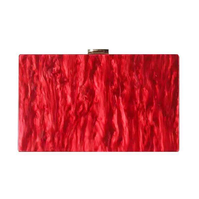 Brand Acrylic Evening Bag Pure Red Pearl Clutch Purse Designer Handbag Noble Wedding Bridal Chain Shoulder Crossbody Bags