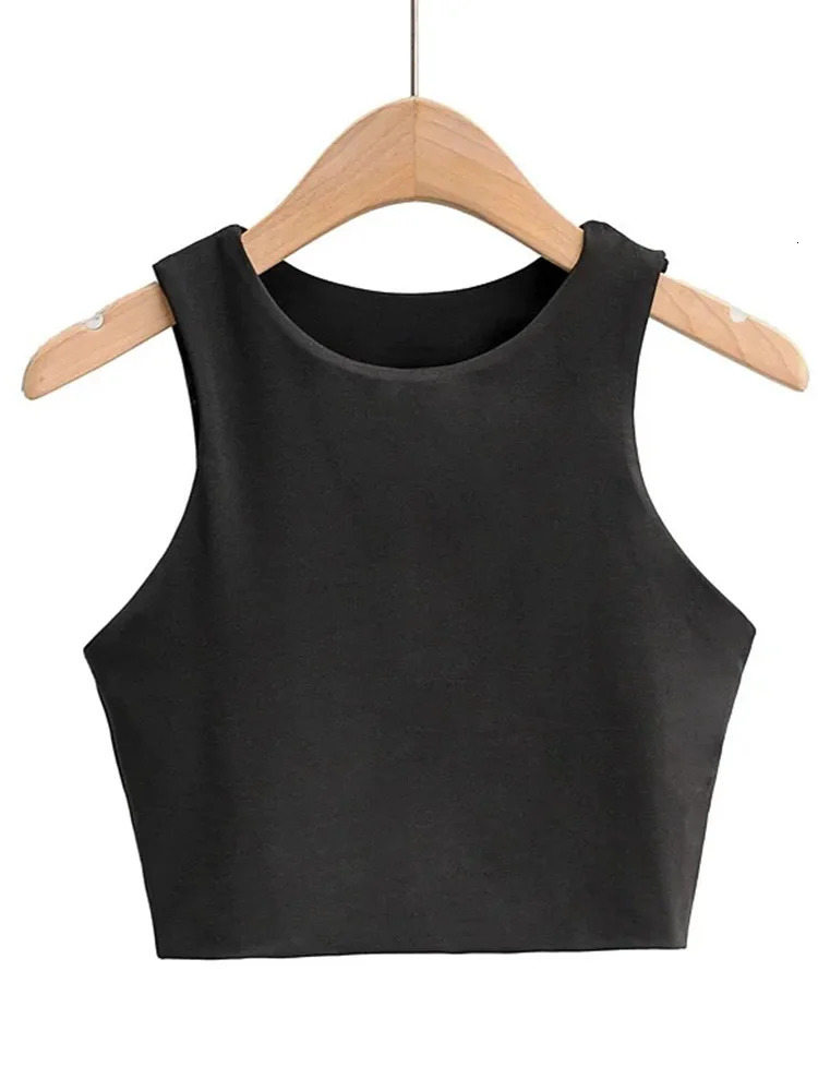 2023 Summer Fashion Women Sexy Slim Tops Oneck Sleeveless Double Nylon Ladies Good Quality Tank 6 Colors 250527