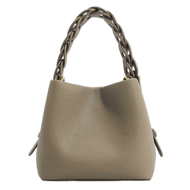 2024 High-End Simple Soft Leather Portable Basket Bag Single Shoulder Crossbody Mini Bucket Handbag for Women