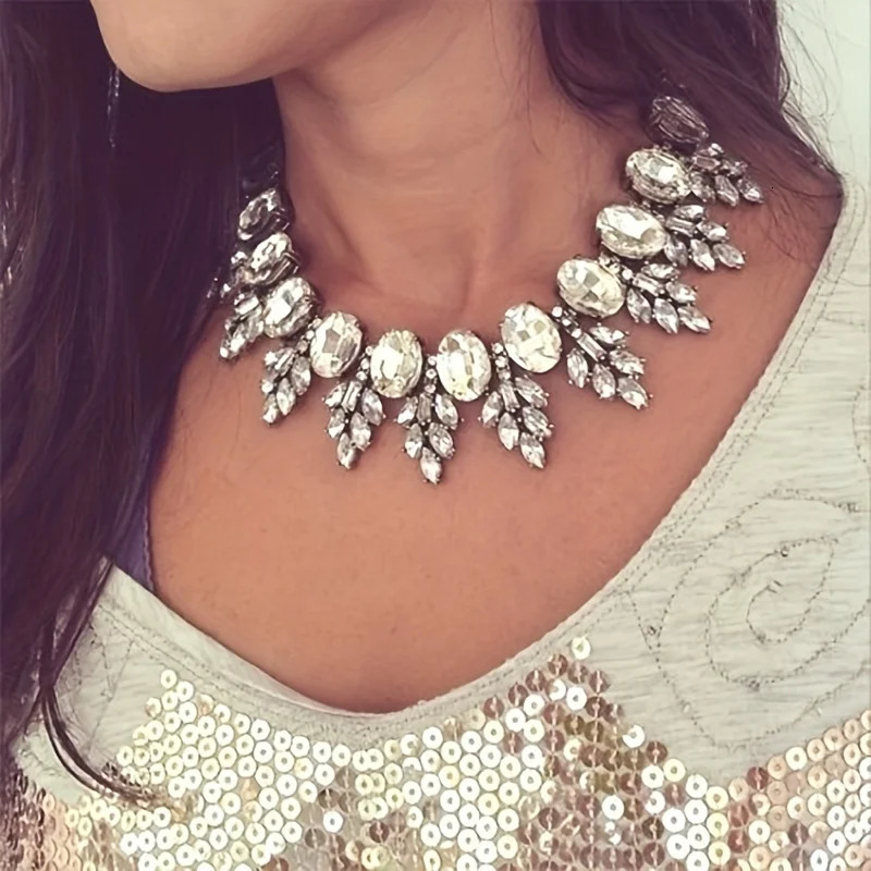 Vedawas 3pcs/set Geometric Rhinestones Necklace earring setShiny wedding party women accessories set 250530