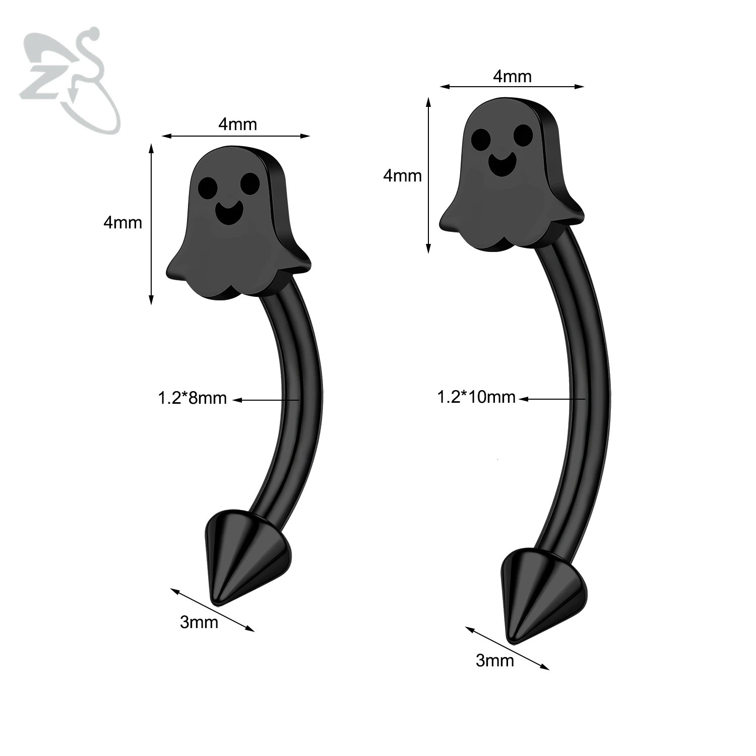 ZS 1 PC Punk 16G Stainelss Steel Eyebrow Piercing Men Pumpkin Ghost Eyebrows Ring Lip Belly Piercings Hallowmas Jewelry 810MM 250606