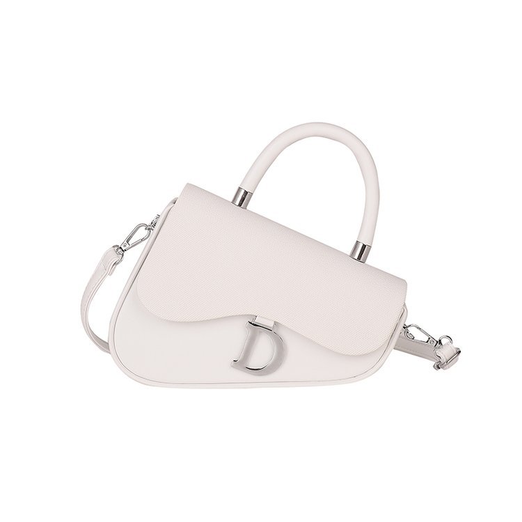 New style female bag trend letter saddle bag carry half round texture one shoulder sling box bag