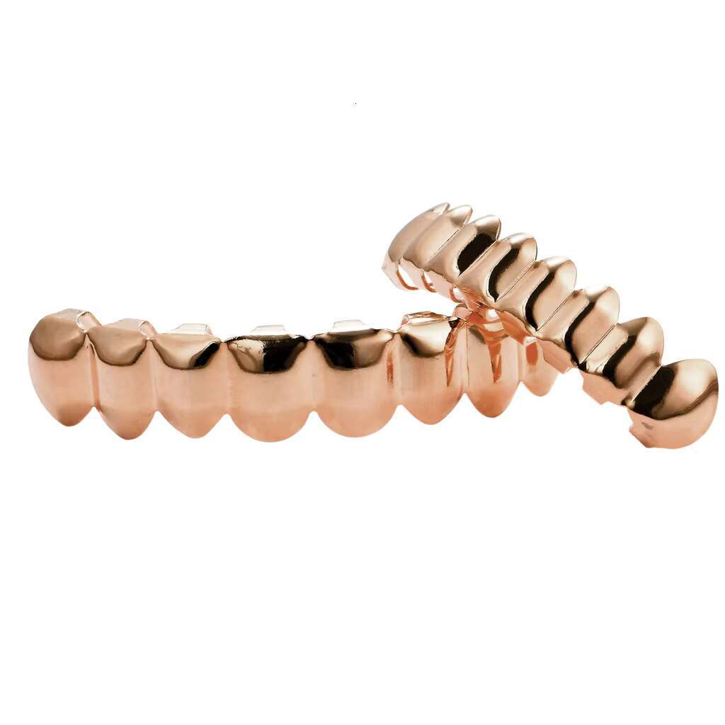 Unisex Hip Hop Copper Electroplated 18K Gold Braces Upper Teeth 8 Lower Teeth 8 Fashion Punk Body Jewelry Wholesale
