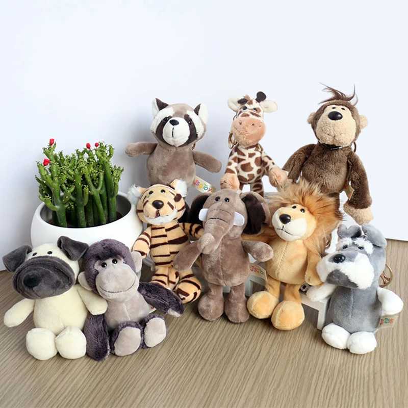 Cute Cartoon Animal Plush Keychain 15Cm Turtle Elephant Tiger Lion Hippo Raccoon Bulldog Cat Penguin Monkey Plush Toy XJ250607