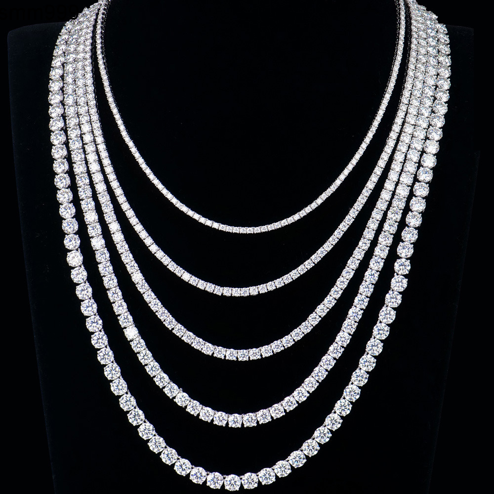 Custom Gra Jewelry 925 Sterling Silver Vvs Tennis Ice Out Lab Grown Diamond Mossanite Moissanite Necklace Chain for Women Men