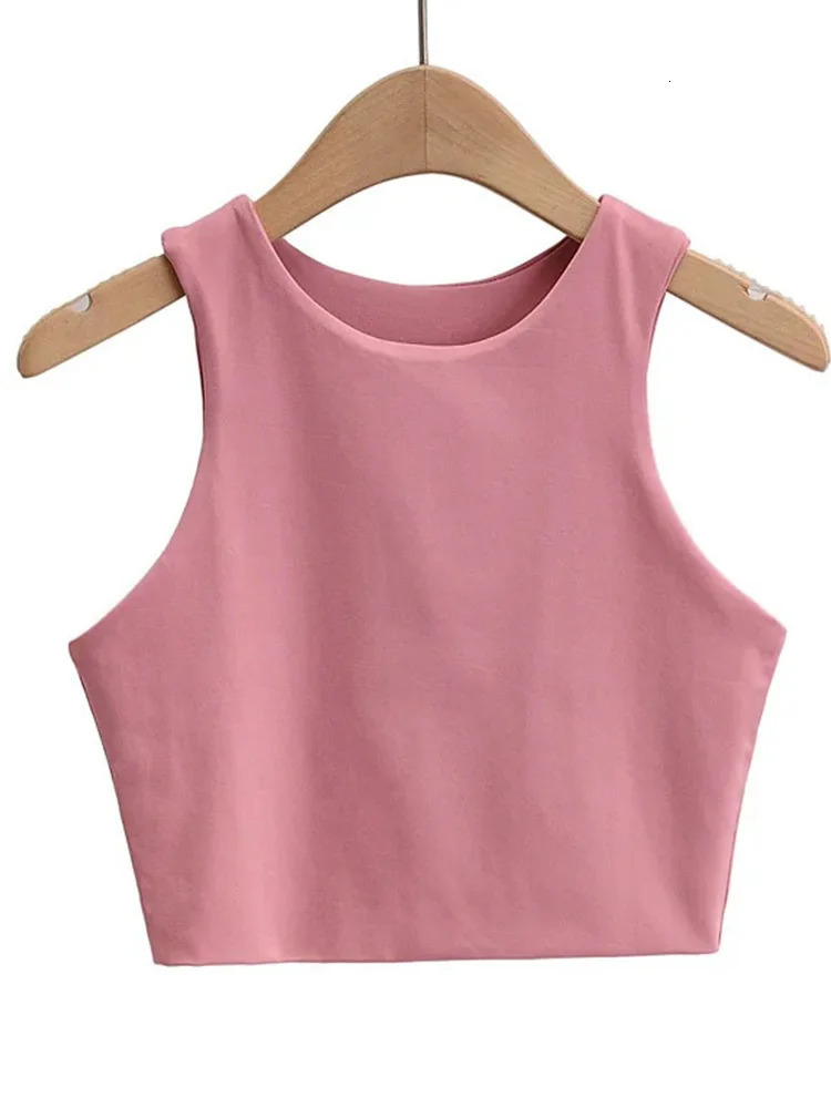 2023 Summer Fashion Women Sexy Slim Tops Oneck Sleeveless Double Nylon Ladies Good Quality Tank 6 Colors 250527
