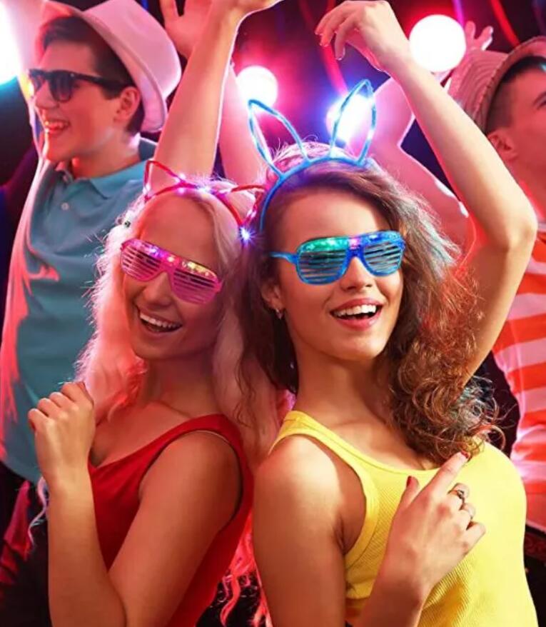LED Light Up Glasses Rabbit Cat Ear Crown Headband Neon Party Supplies Mardi Gras Glowing Shutters Eyewear Birthday Wedding Decorations Z 6.6-3