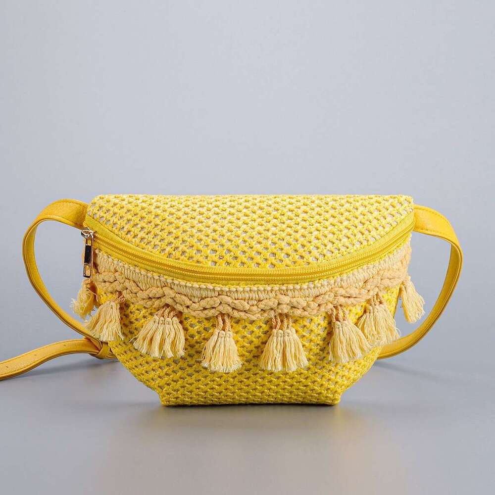2025 New Women's bags tote bag Tassel Woven Waist Bag High-End Straw Crossbody