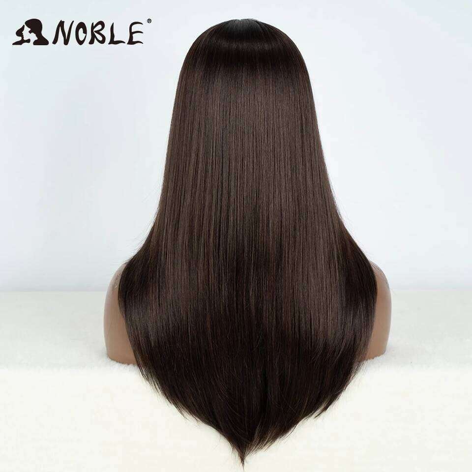 NAMM Noble Lace Front Straight Baby Synthetic Hair 22" Brown Bob For Women Cosplay Wig