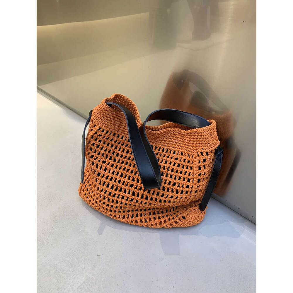 Niche Single Shoulder Genuine Leather Casual Crossbody Large Relaxed Lazy Cotton Linen Mori Style Woven Bag for Women