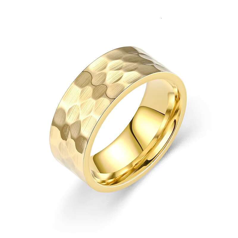 Personality Stainless Steel Ring Jewelry Wholesale Design Embossed Knock Pattern Mens Titanium Steel Ring Couple Jewelry Hand