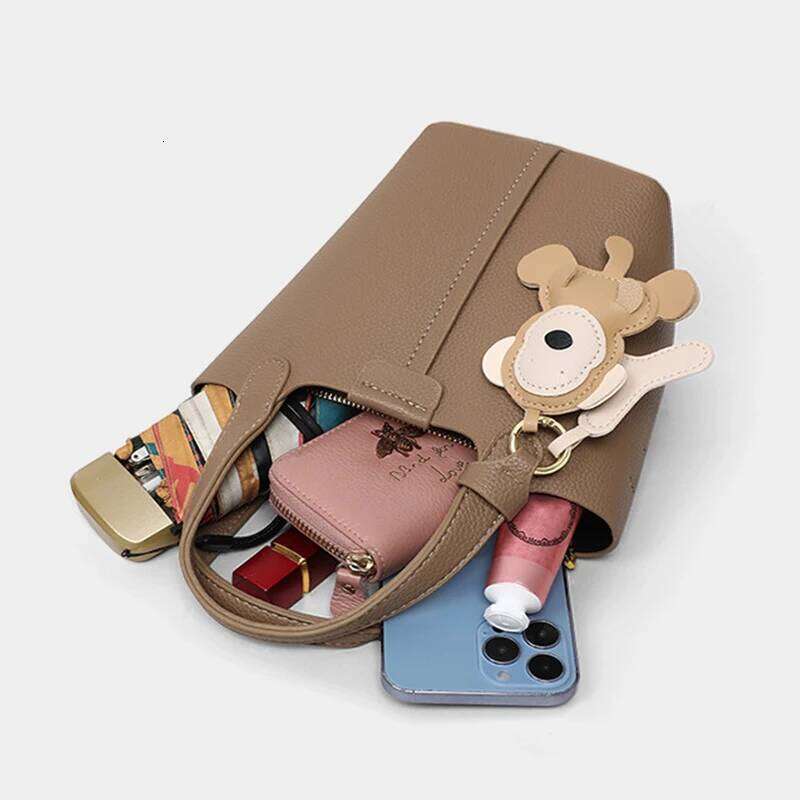 New Women's Bag Cowhide Pouch Retro Designer Bucket Shoulder Bags Women's Wallets Crossbody Tote Handbag