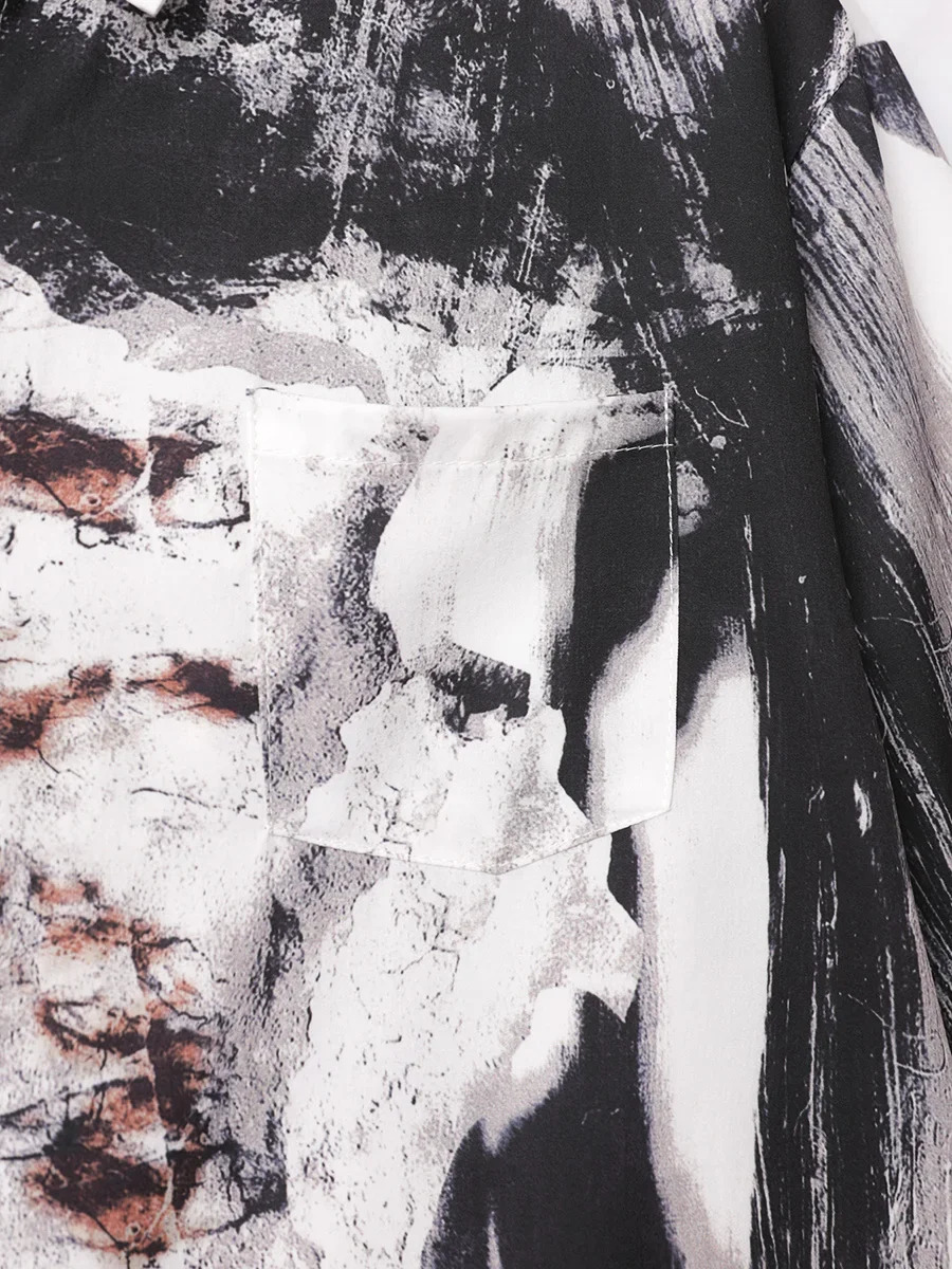 Oversized Loose Casual Tie Dye Printing Hawaiian Short Shirt for Men American Printing Summer Versatile Couple Men Streetwear 250606