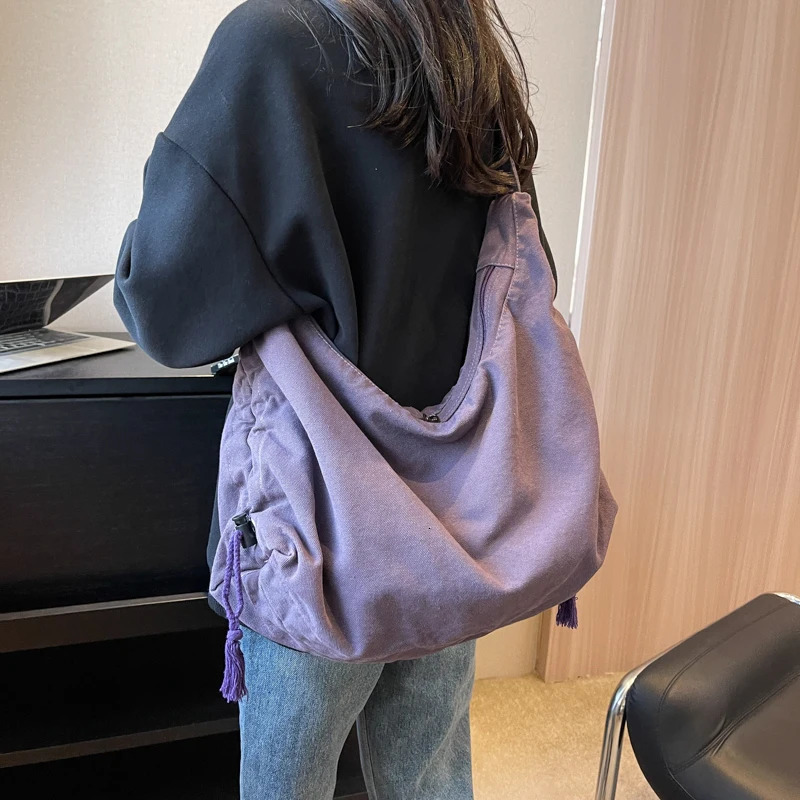 Large Capacity Canvas Shoulder Bag For Women College Student Book Bag Fashion Travel Shopping Crossbody Bag School Messenger Bag 250606