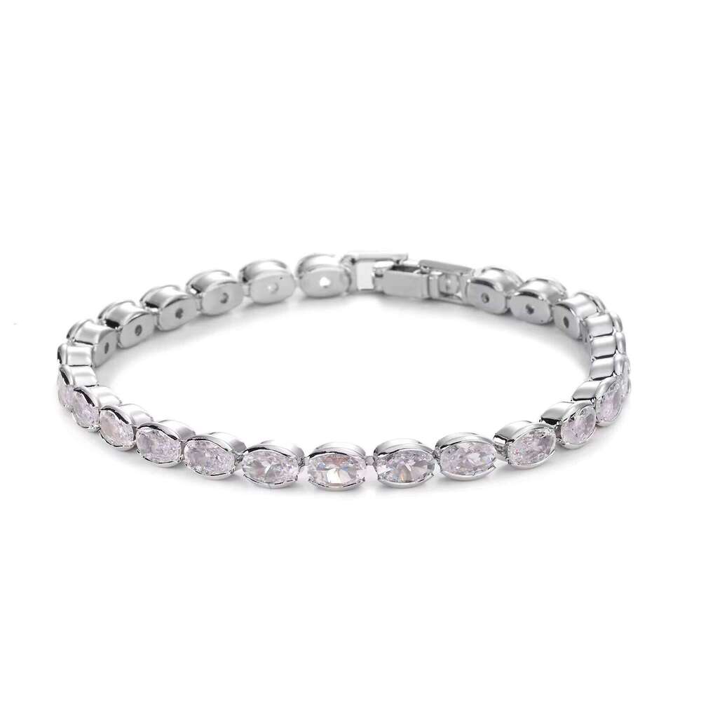Women's New Gold-Plated Tennis Bracelet with Zircon Sier-Plated Fashion Gift Accessory