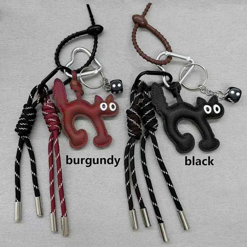 Ins Leather Cute Cat Doll Keychain Pendant Woven Hanging Decoration Couple Doll Cute Gift Holiday Phone Headphone Bag Pendant XJ250607