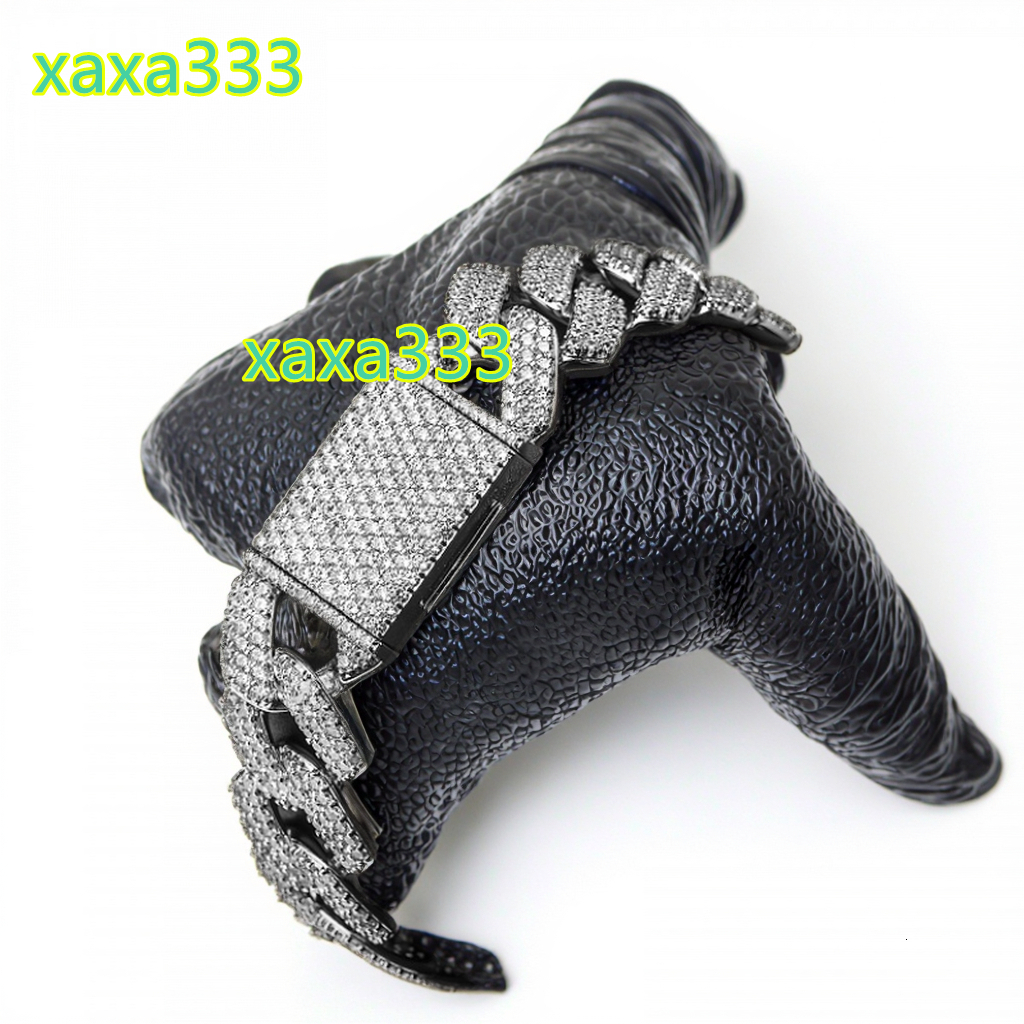 Hip Hop 925 Sterling Silver Men's Miami Shiny Moissanite Cuban Link Bracelet Custom 16mm Moissanite Linkracelet