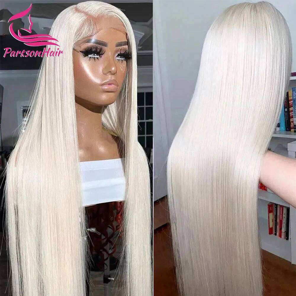 NAMM 13X6 HD Transparent Platinum Ash Blonde Colored Front Wig Pre Plucked 13X4 #60 White Lace Frontal Wigs For Women Human Hair