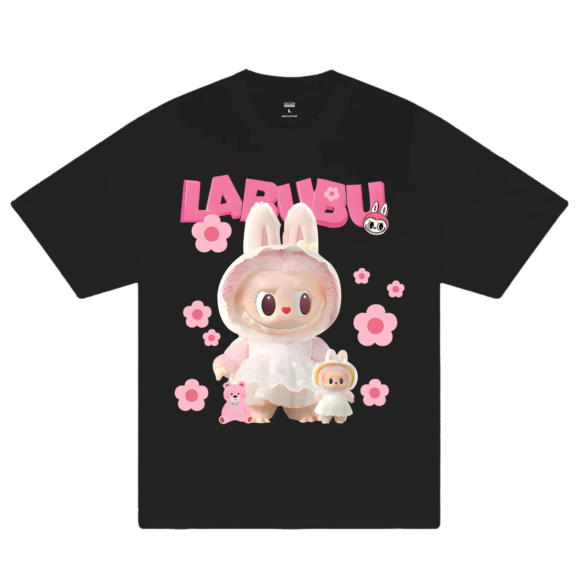 Labubu Designer T Shirts Y2k Anime Graphic Women Short Sleeve Sexy Girl Tops 100% Cotton Casual O-neck Women's Clothing 2025 New