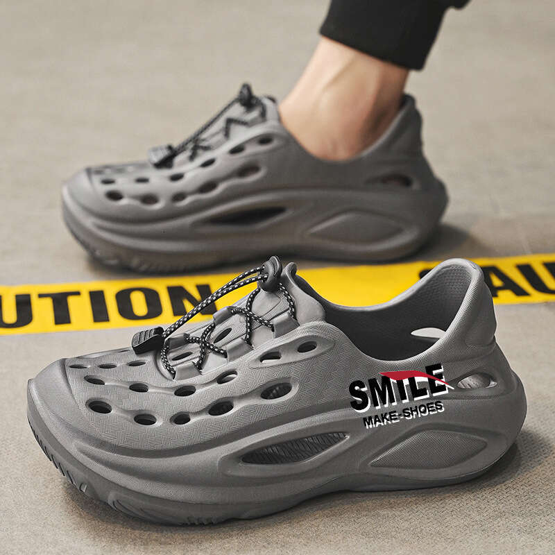 Thick-Soled Large Size Men, Summer Outdoor EVA Sports Cushioning Hole Shoes, Beach Sandals for Men