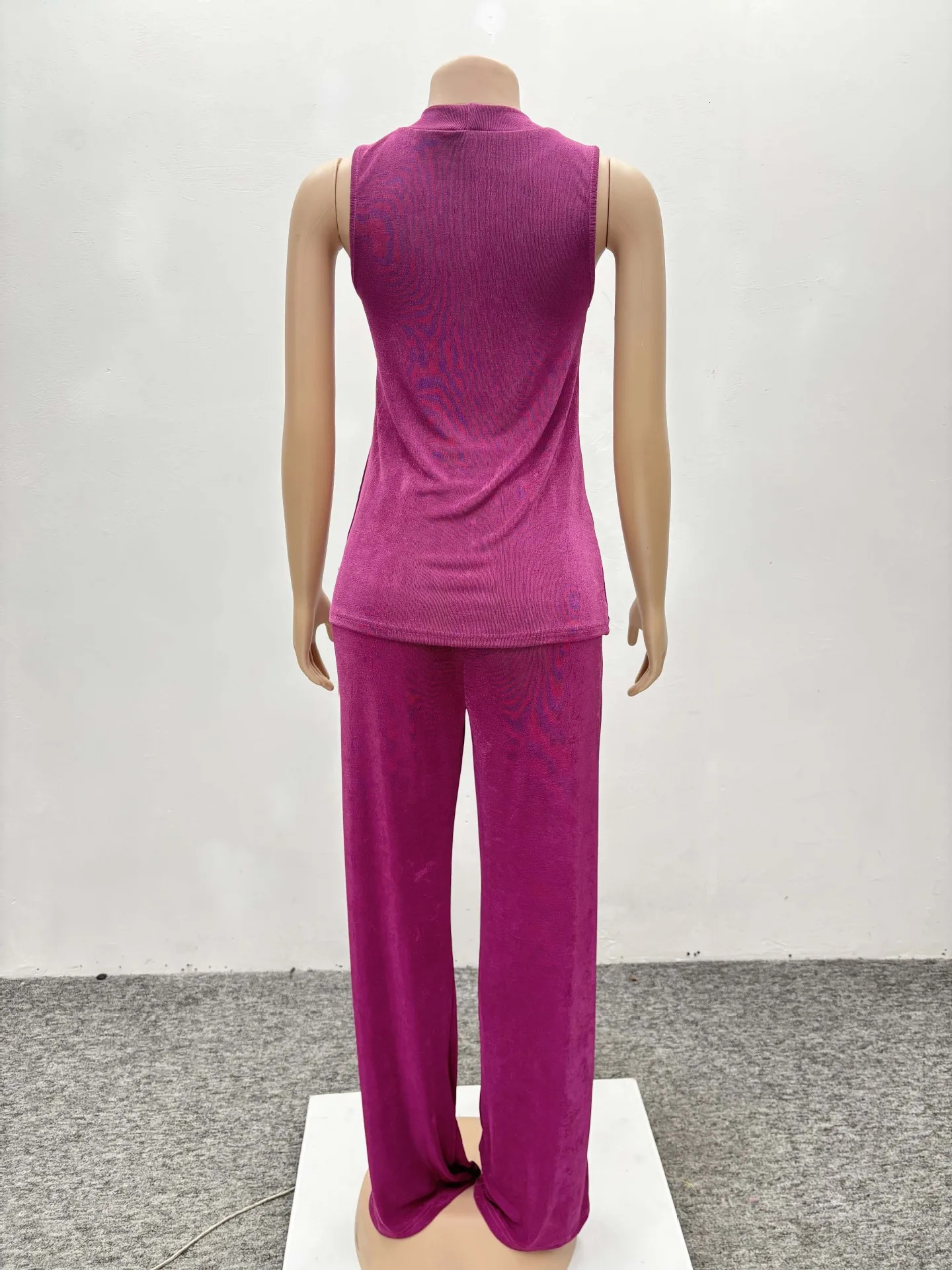 CM.YAYA Fashion Pleated Draped Women Set Sleeveless Tops Wide Leg Pants 2025 Summer Two 2 Piece Sets Africa Outfits Tracksuit 250605