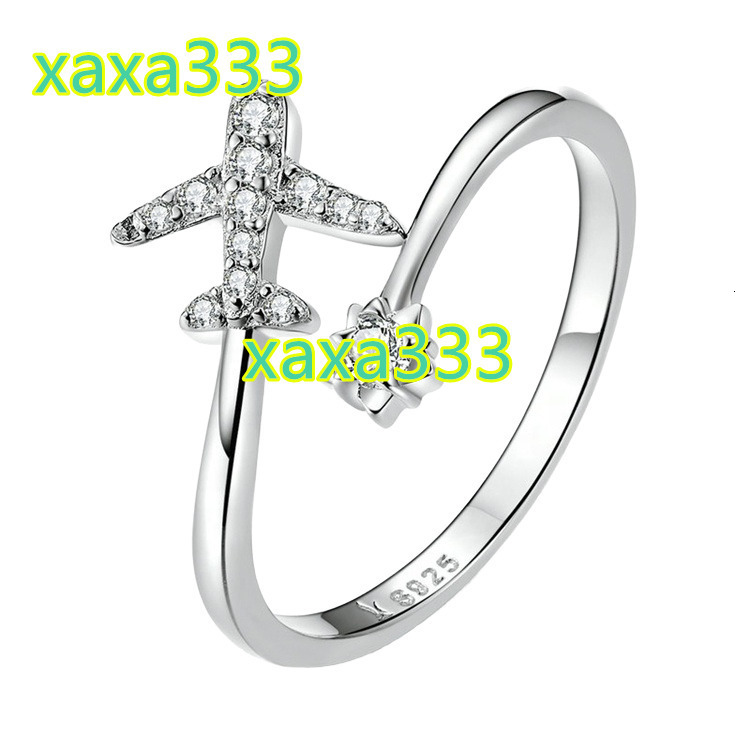 Retro airplane-shaped ring; simple classic design; exquisite 925 silver moissanite popular jewelry for men and women, universal for wedding and