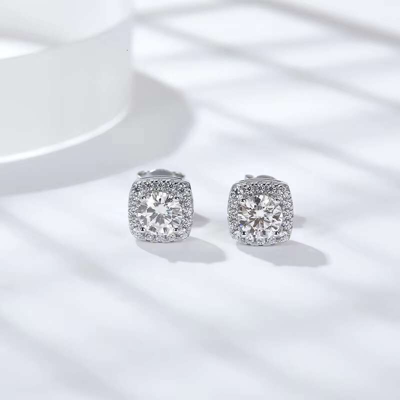 Mossanite Stud Earrings Jewelry Certified Moissanite Jewelry for Men Women Mens Square Moissanite Earrings Jewelry