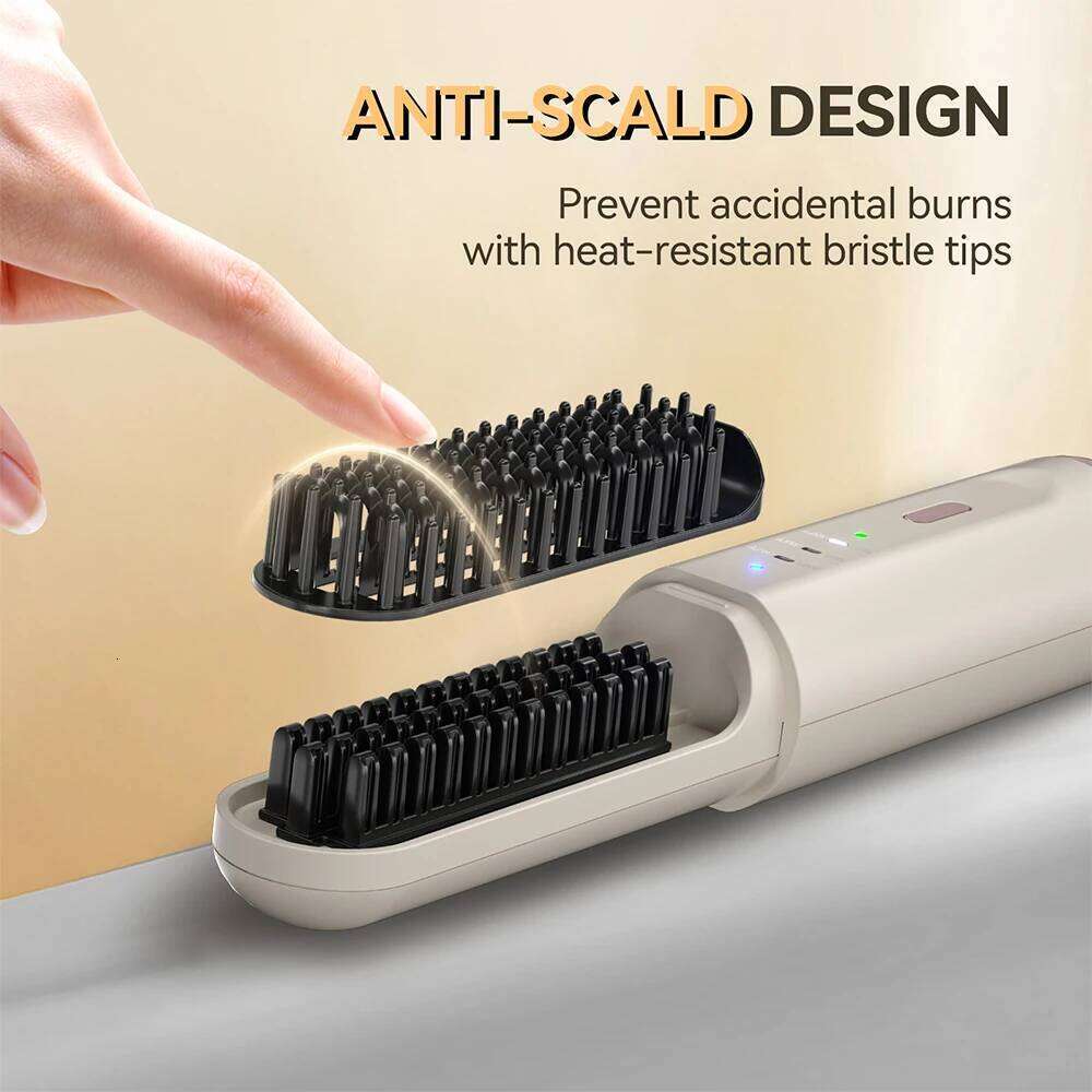 Women's Electric Brushes Beard Cordless Hair Straightener Brush Negative Ions Wireless Comb Iron For Travel
