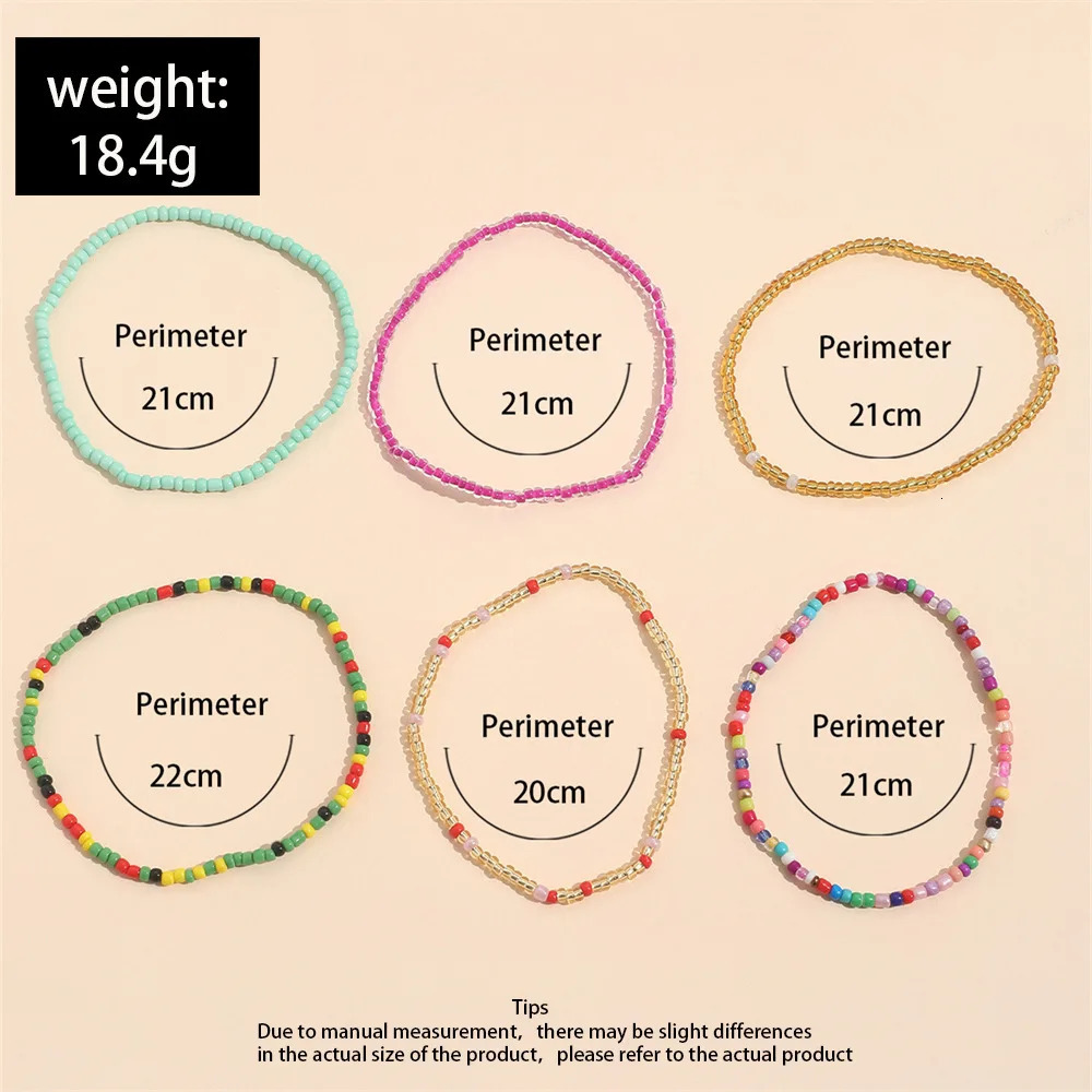 Bohemian Colorful Rice Bead Anklet Set for Women Summer Sandy Beach Chain On Leg Ankle Bracelet Female Fashion Jewelry 250606