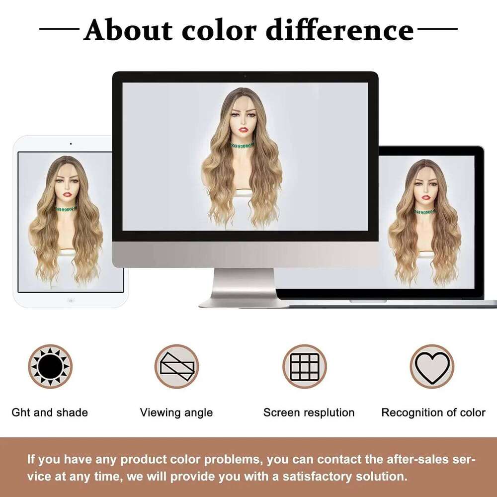 NAMM Synthetic Long Lace Ombre Blonde Wavy Wig Women 26 Inch Middle Part Curly Natural Looking Heat Resistant Fiber for Daily