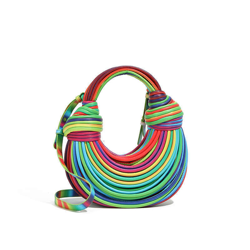 New High-Quality Handwoven Women's with Unique Creative Knotting, Ramen Dumpling Cloud Portable Crossbody Bag Handbag