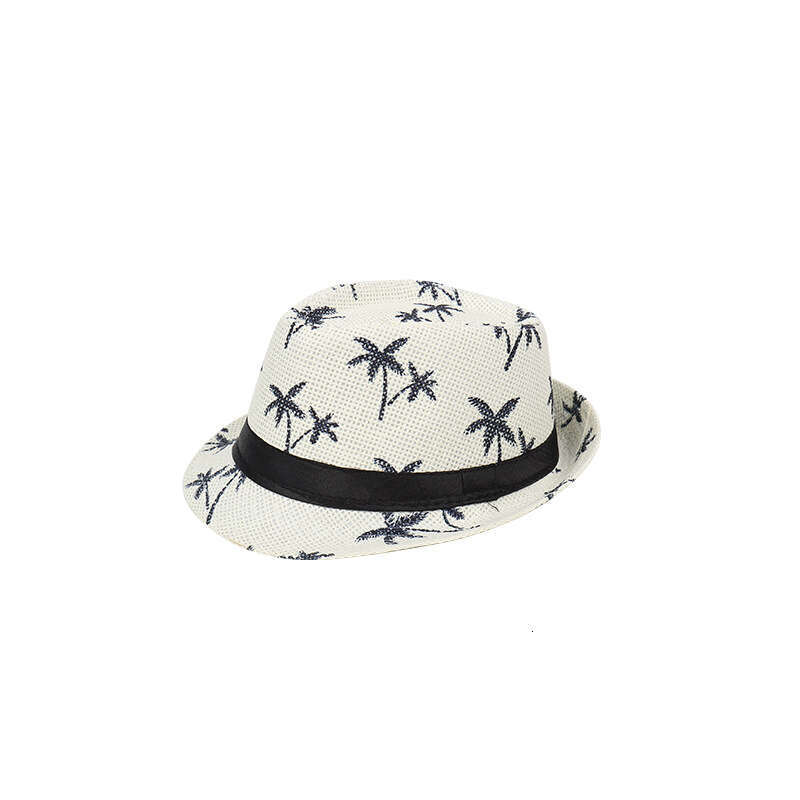 Beach Style Travel Sun British Summer Women's Maple Leaf Print Paper Straw Jazz Hat designer bag
