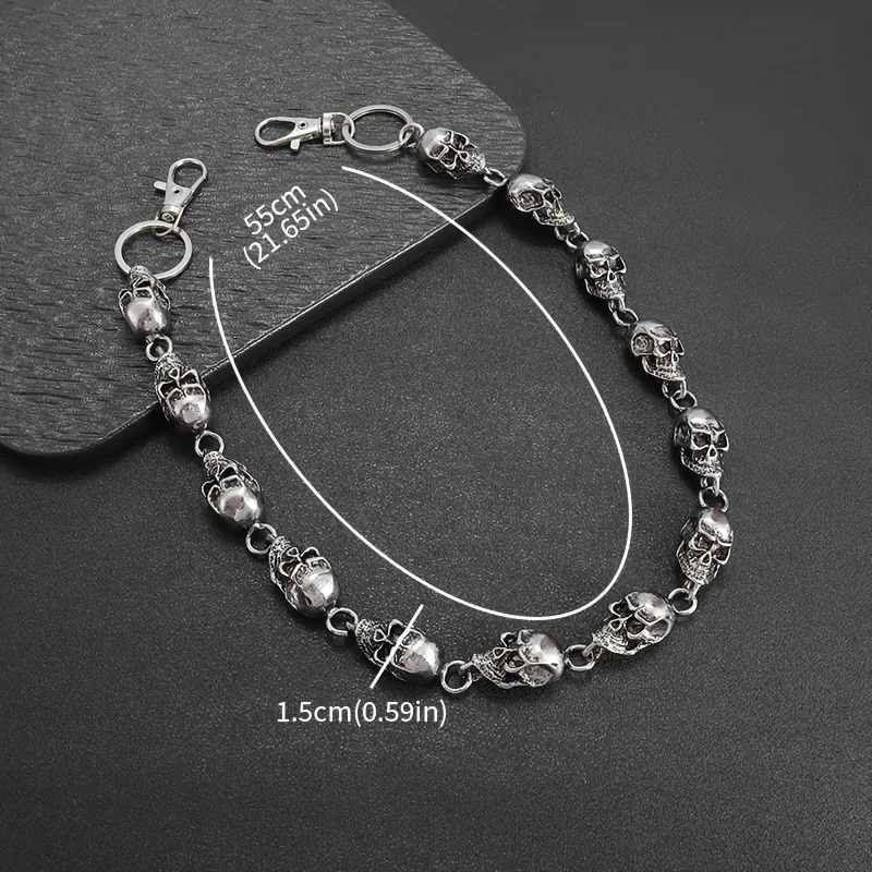 Hip-Hop Punk Style Metal Personalized Waist Chain For Men And Women Fashion Gothic Skull Head Cool Alloy Steel Waist Chain Gifts 250530