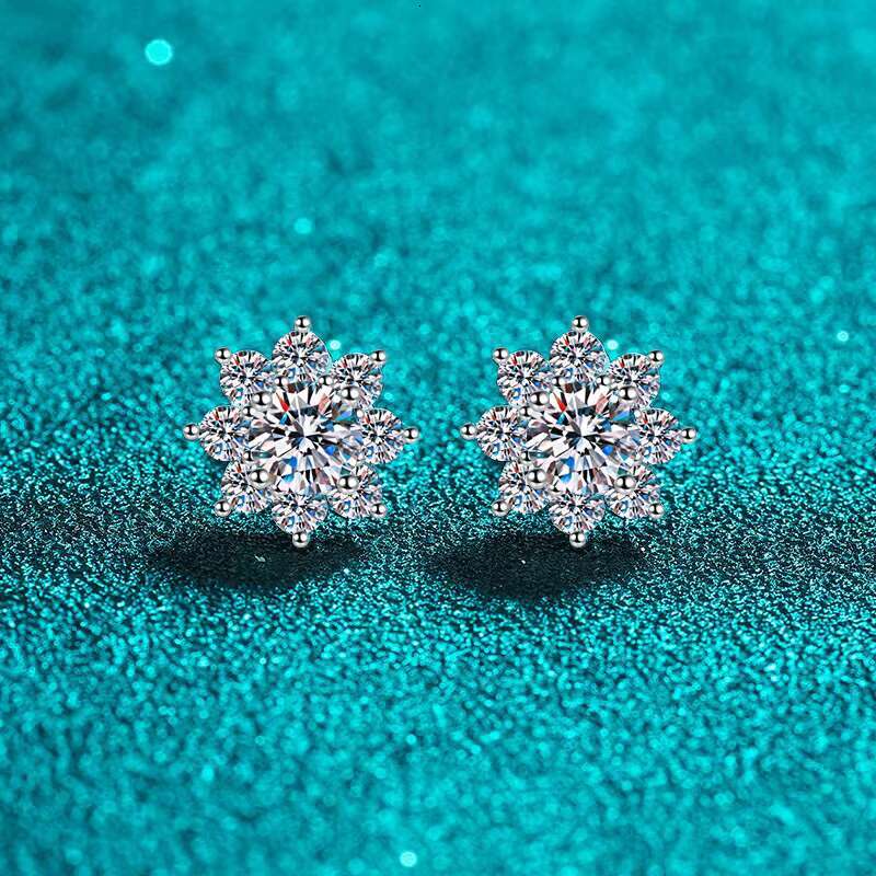 S925 Sterling Silver Diamond Stud Earrings 2ct Earrings in Mossinate Women Luxury Wholesale