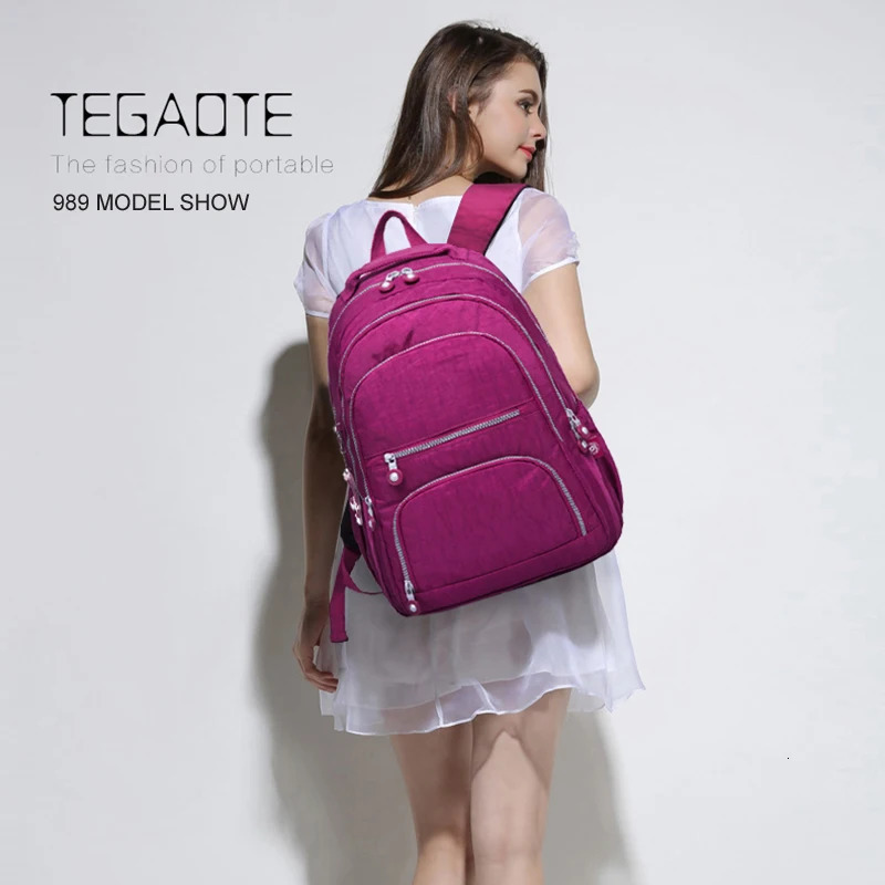 TEGAOTE Aesthetic School Backpacks for Teenagers Girl Nylon Waterproof Travel Backpack Purse Women Laptop Bagpack Mochila 250605