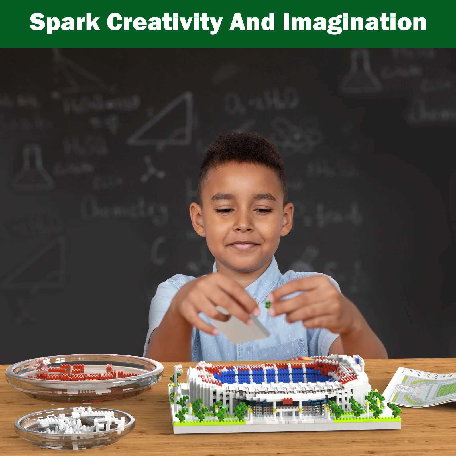 Barcelona Soccer Stadium Micro Blocks Building Sets Mini Bricks Architecture Building Block Toys for Adults Football Field Gift Z250607