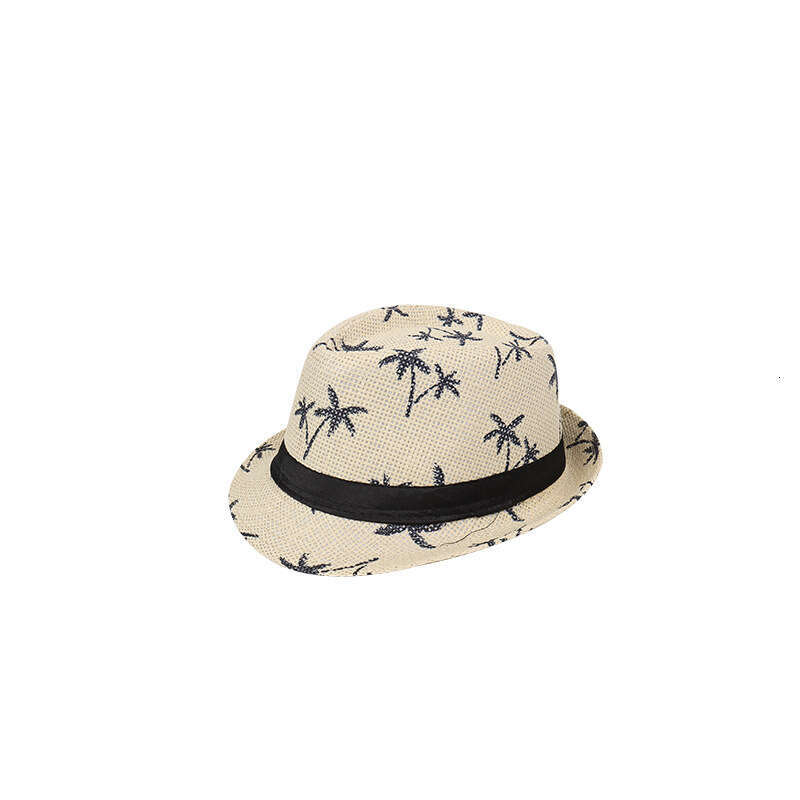 Beach Style Travel Sun British Summer Women's Maple Leaf Print Paper Straw Jazz Hat designer bag