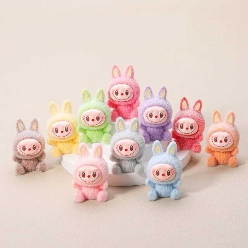 Mini Labubu Doll Macaron Plush Cute Mini Doll Anime Figurine Model Ornament Cute Blind Bag Keychain Pendant Mystery Box Gifts XJ250607