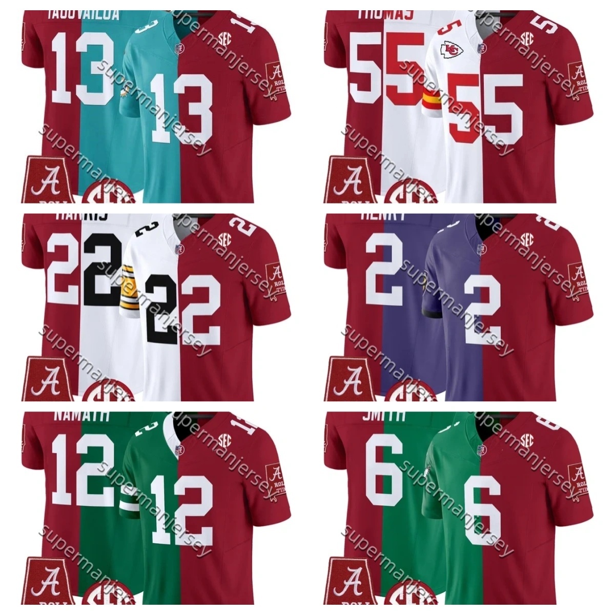 Custom Alabama Crimson Tide Football Jersey women men Derrick Henry Najee Harris Tua Tagovailoa Joe Namath Derrick Thomas DeVonta Smith Newsome Cornelius Bennett