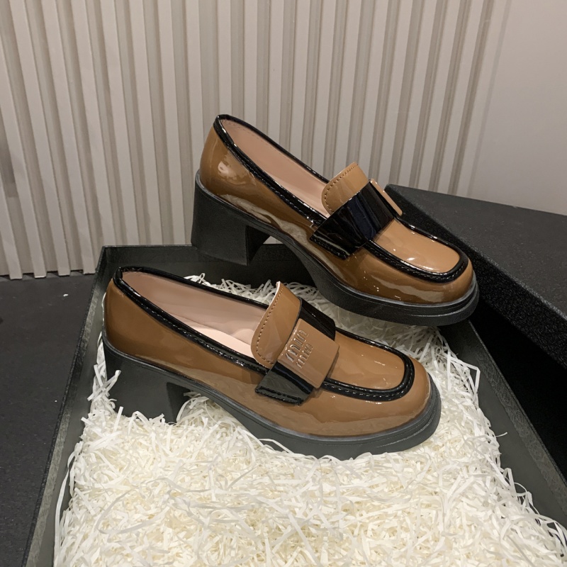 2025 free shipping fashion luxury designer square toe British women's fashion single shoe sleeve loafers high heels
