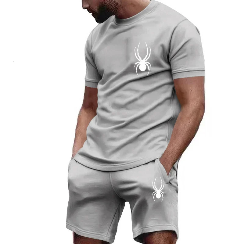 Summer Mens clothing short-sleeved T-shirt five-point shorts 2-piece set tracksuit fashion jogging casual Mens sets 250603