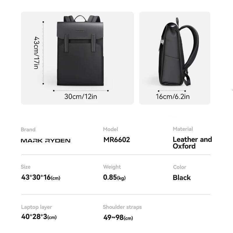 Designer Bag Mark Ryden Classic Work Black Leather Backpack Inch Laptop Waterproof Bag School Bags Business Bacbackpack For Men
