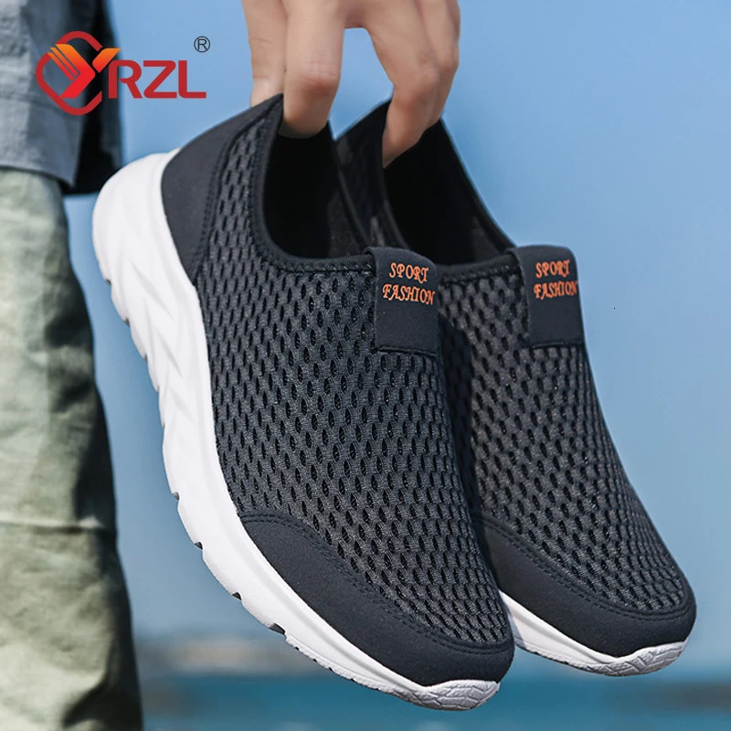 YRZL Mens Sneakers Breathable Mesh Men Casual Shoes Outdoor Non-Slip Big Size Loafers Walking Lightweight Male Tennis shoes 250603