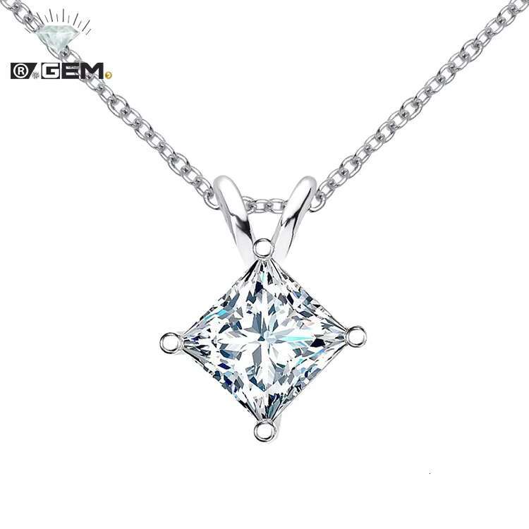 R.GEM. Women Fine Jewelry Moissanite Earrings 4-Prong Stud 0.5CT/1CT Square Princess Cut 925 Silver Moissanite Diamond Earrings