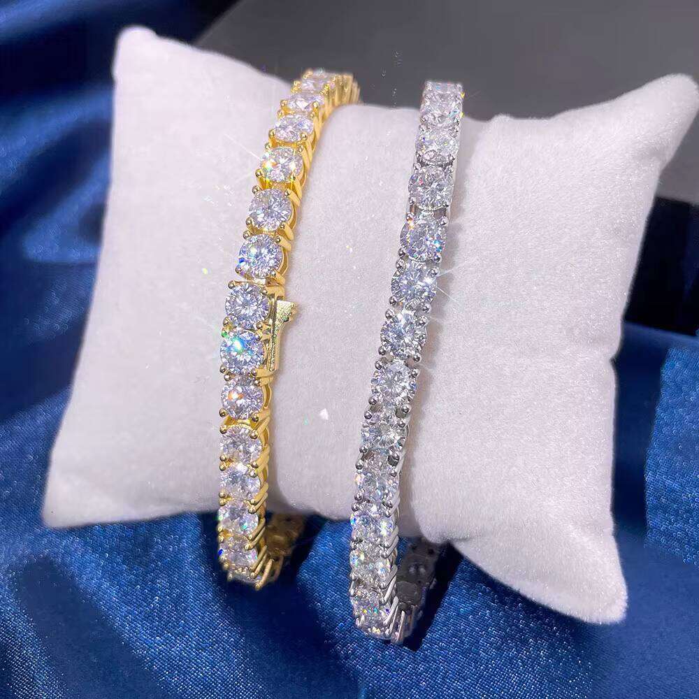 Wholesale Unisex Sterling Sier Hip Hop Tennis Chain Bracelet High-End Iced Moissanite Dia Custom Design Rapper Style