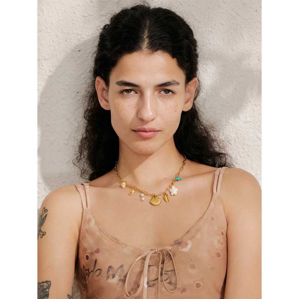 Yhpup Ocean Style Starfish Shell Pendant Handmade Necklace Summer Vacation Stainless Steel Jewelry Waterproof Z250607