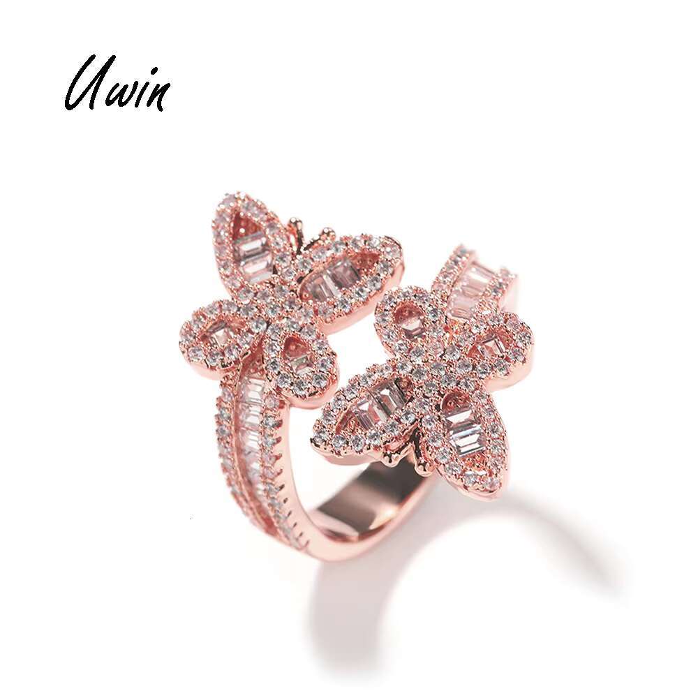 New Arrival Adjustable Baguette Opening Double Butterfly Shape Women Ring