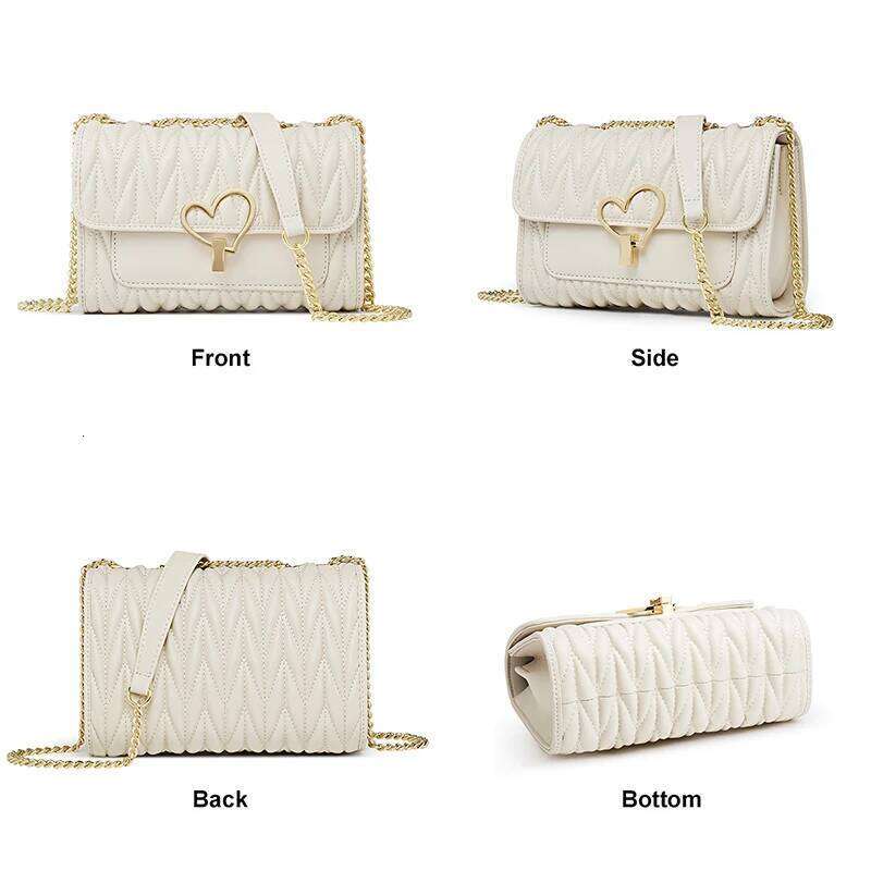 Cowhide Shoulder High Quality Women Small Off White Underarm Design Chain Flap Stylish Lady Love Crossbody Bag