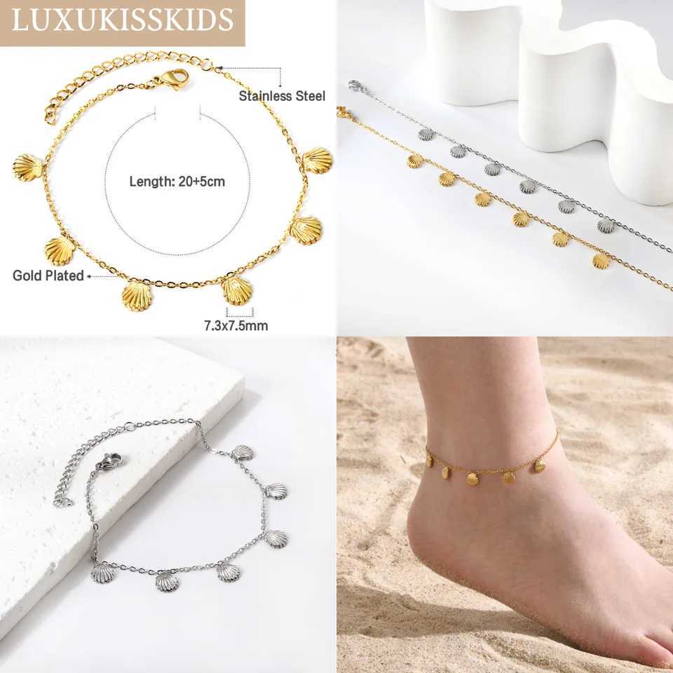 LUXUKISSKIDS Textured Shell Shape Earrings Necklace s Summer Stylish Stainless Steel Woman Jewelry Set 18K Gold Plated Z250607